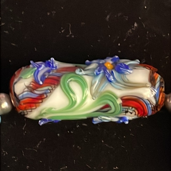 Vintage lamp work long beads and sterling silver braclet - Picture 2 of 5